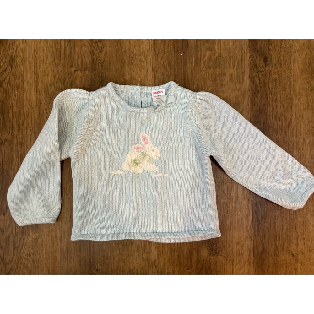 GYMBOREE Light Blue Bunny Rabbit Sweater 18-24 Mo Spring Easter